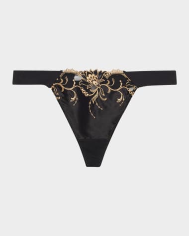 Lise Charmel Eblouissante Icone Embroidered Satin Thong