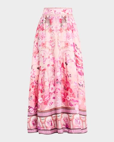 Camilla Botanical Novella Shaped-Seam Maxi Skirt