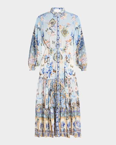 Camilla Al Manial Palace Memoirs Tiered Maxi Shirtdress