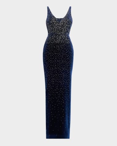 Alex Perry Singlet Crystal Velvet Sweetheart Column Gown