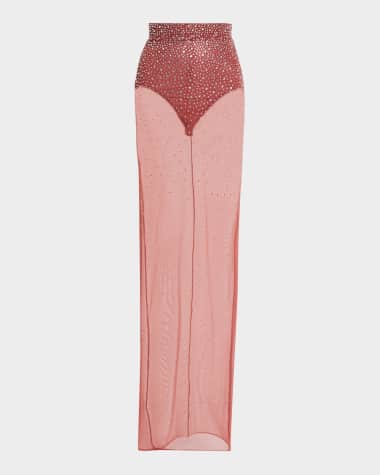 Alex Perry Column Maxi Skirt in Crystal Mesh