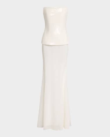 Alex Perry Strapless Longline Corset Sequin Gown