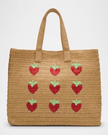 BTB Los Angeles Strawberry Straw Tote Bag