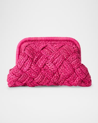 BTB Los Angeles Gigi Framed Woven Raffia Clutch Bag