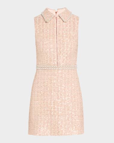 Alice + Olivia Ellis Embellished Zip-Front Mini Dress