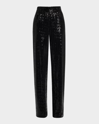 Alice + Olivia Elba Sequined Straight-Leg Pants