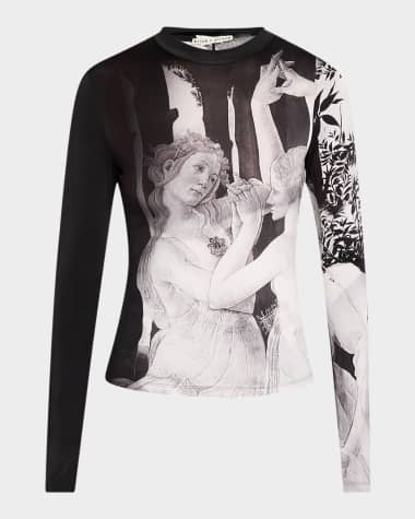 Alice + Olivia Renaissance Fresco Delaina Long-Sleeve Turtleneck Top