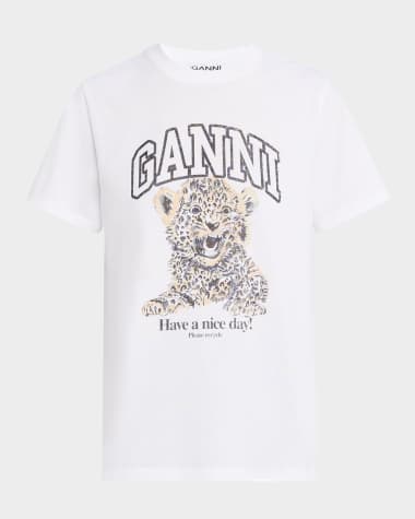 Ganni Relaxed Leopard Logo T-Shirt