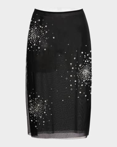 Des Phemmes Rhinestone Splash Tulle Skirt