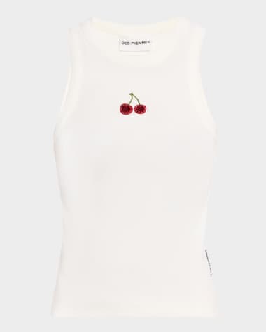 Des Phemmes Ribbed Cherry Tank Top