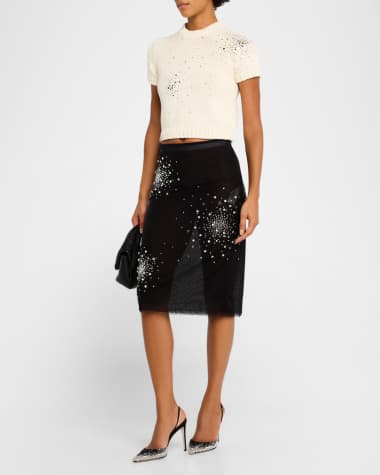 Des Phemmes Embroidered Chunky Knit Crop Top