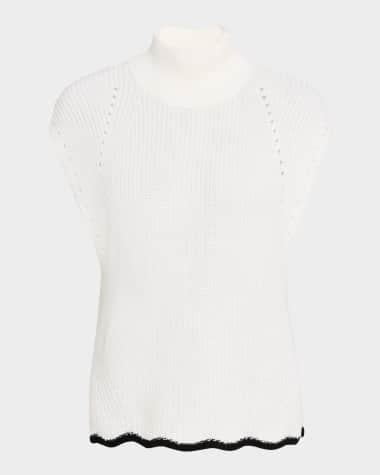 Autumn Cashmere Scalloped Sleeveless Mock-Neck Tank