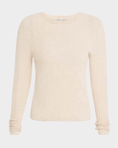 Autumn Cashmere Crewneck Crochet-Insert Cashmere Sweater