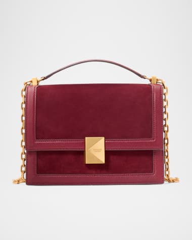 kate spade new york deco pebbled leather & suede shoulder bag
