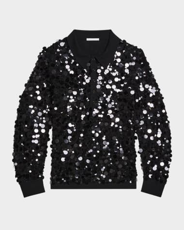 Helmut Lang Sequined Polo Sweater