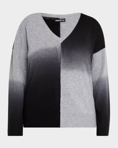 Minnie Rose Plus Size Dip-Dye Cashmere Pullover