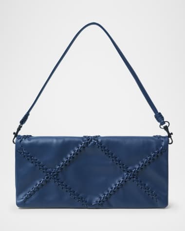 Callista Fold-Over Flap Leather Shoulder Bag