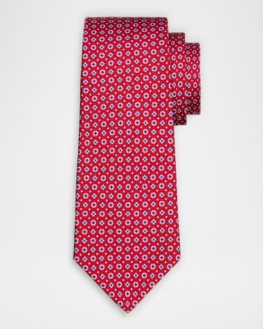 Kiton Men's Micro-Medallion Silk Tie