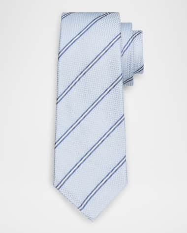 Kiton Men's Textured Stripe Silk Tie