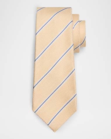 Kiton Men's Textured Stripe Silk Tie