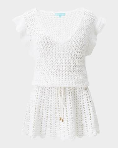 Melissa Odabash Annalise Crochet-Knit Mini Dress