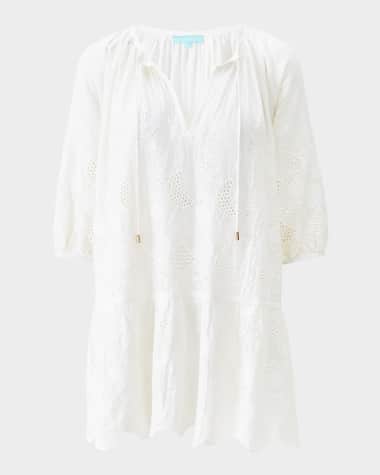 Melissa Odabash Pearl Broderie Cutwork Caftan Coverup
