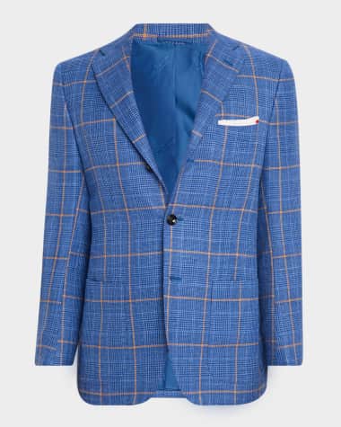 Kiton Men's Plaid With Windowpane Sport Coat
