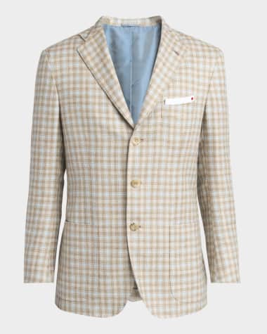 Kiton Men's Cashmere-Blend Check Sport Coat