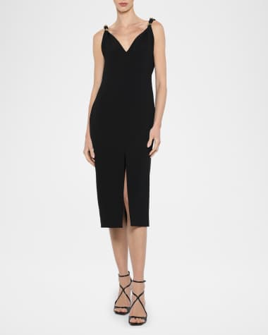 Prabal Gurung Twisted-Shoulder Slit Midi Dress