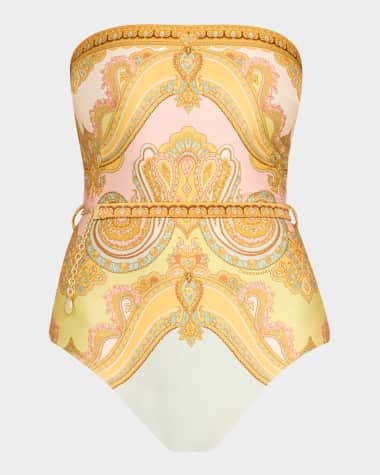 Zimmermann Maxine Chain Trim Bandeau One-Piece Swimsuit