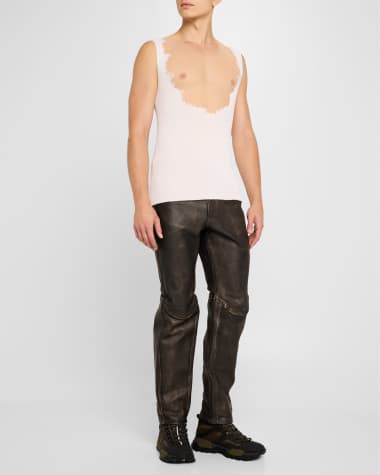 Diesel Men's 5-Pocket Leather Biker Pants