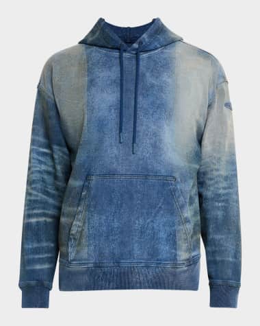 Diesel Men's Sun-Bleached Track Denim Sweatshirt