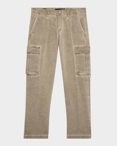 Kiton Men's Washed Flat-Front Cargo Pants