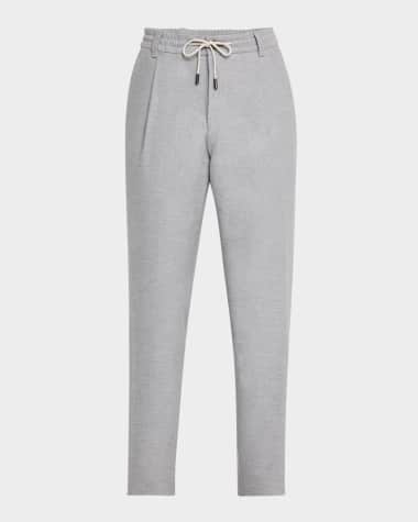 BOSS Camel Men's Peet Cotton and Cashmere Drawstring Trousers