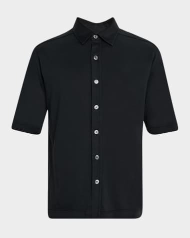 Kiton Men's Silk and Cotton Short-Sleeve Overshirt