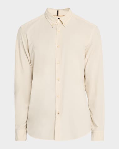 BOSS Men's Liam Micro-Corduroy Casual Button-Down Shirt
