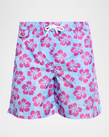 Kiton Men's Tropical Floral Swim Trunks