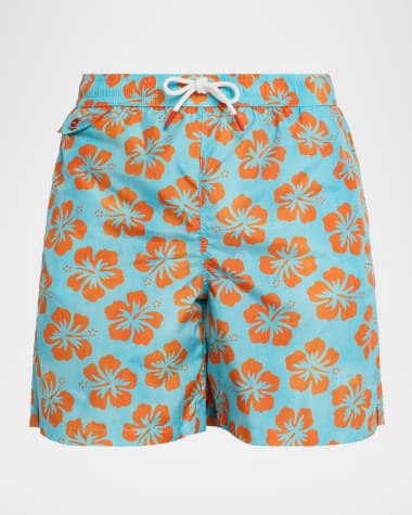 Kiton Men's Tropical Floral Swim Trunks