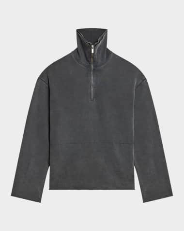 Helmut Lang Men's Washed Quarter-Zip Oversized Sweatshirt