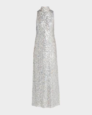 SIMONMILLER Sculpty High-Neck Sequined Dress