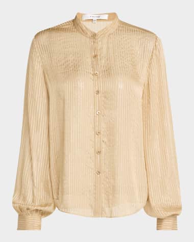 FRAME Stripe Button-Front Blouse