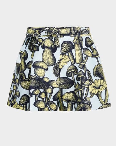 3.1 Phillip Lim Belted Mushroom-Print Shorts