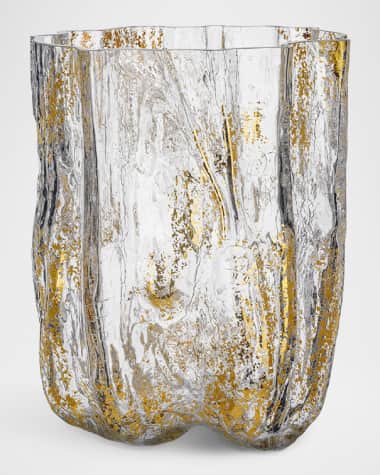 Kosta Boda Limited Edition Crackle 21K Gold-Painted Tall Vase