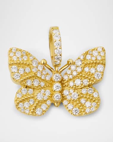 Tanya Farah Medium Diamond Butterfly Pendant in 18K Yellow Gold