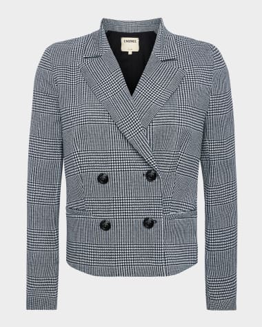 L'Agence Atmore Houndstooth Double-Breasted Blazer
