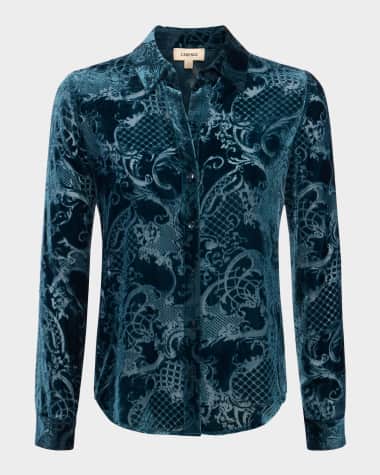 L'Agence Laurent Burnout Velvet Blouse