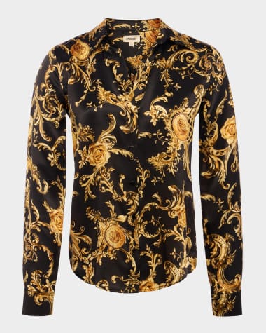 L'Agence Tyler Barocco Swirl Silk Blouse