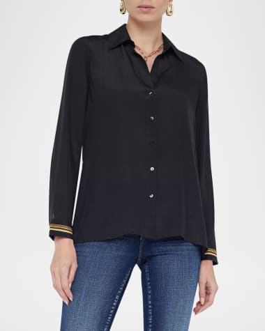 L'Agence Gio Barocco Swirl Silk Blouse
