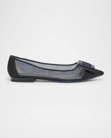 Roger Vivier Gommettine Net Ballerina Flats