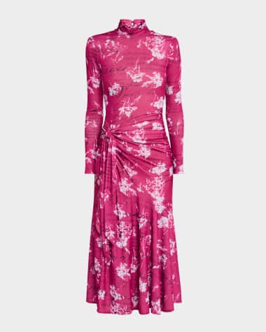 Cinq a Sept Johnson Warm Carnation Tie-Waist Midi Dress